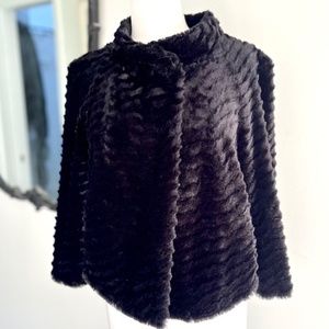 INC International Concepts Black Faux Fur Jacket Sz M